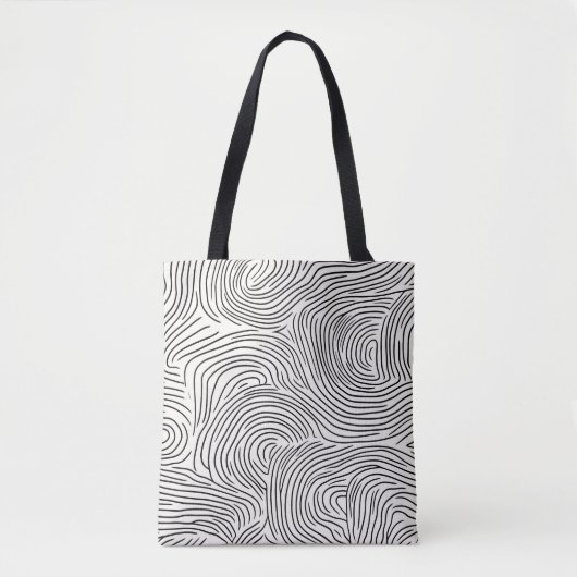 Modern zwart en beige gestreept tote bag (Voorkant)