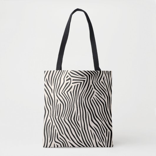 Modern zwart en beige natuur gestreept tote bag (Voorkant)