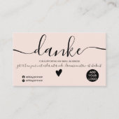 Modern zwart en blush orde Duits dank u Visitekaartje (Voorkant)