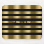 Modern zwart en faux goud strepen patroon muismat (Voorkant)