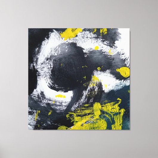 Modern zwart en geel Abstract Canvas Afdruk (Voorkant)