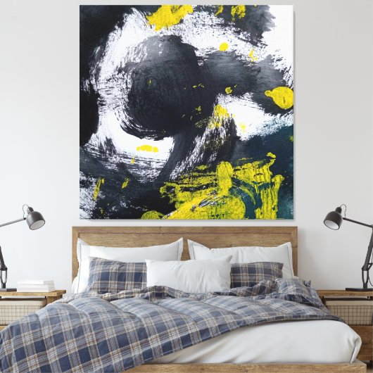 Modern zwart en geel Abstract Canvas Afdruk (Insitu (Slaapkamer))