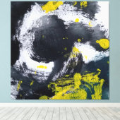 Modern zwart en geel Abstract Canvas Afdruk (Insitu (Houten vloer))