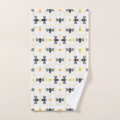 Modern zwart en geel bijenpatroon Monogram Bad Handdoek (Handdoek)