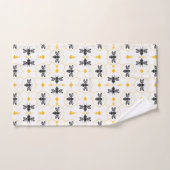 Modern zwart en geel bijenpatroon Monogram Bad Handdoek (Handdoek)