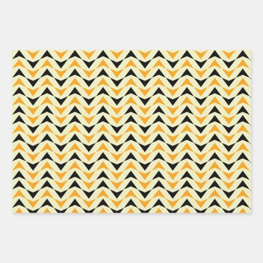 Modern zwart en geel geometrisch driehoekpatroon inpakpapier vel (Voorkant)