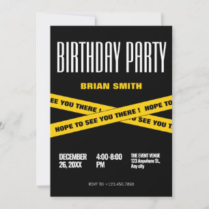 Modern zwart en geel verjaardagsfeestje kaart