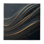 Modern zwart en glinsterende gouden Abstracte stro Tegeltje (Voorkant)