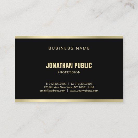 Modern zwart en Gold Professional aantrekkelijk Visitekaartje (Achterkant)