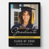 Modern Zwart en Goud 2025 Afstuderen Foto Fotoplaat (voorkant)