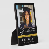 Modern Zwart en Goud 2025 Afstuderen Foto Fotoplaat (Zijkant)