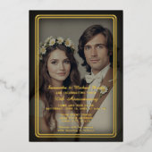 Modern  zwart en goud 50e Jubileum Folie Uitnodiging (Voorkant)