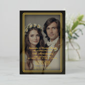 Modern  zwart en goud 50e Jubileum Folie Uitnodiging (Staand Voorkant)