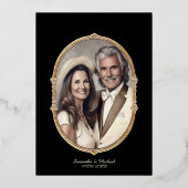 Modern  zwart en goud 50e Jubileum Folie Uitnodiging (Achterkant)