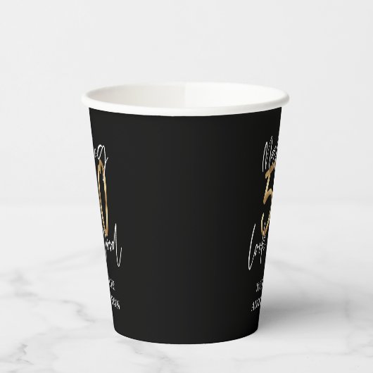 modern , zwart en goud - 50e verjaardag papieren bekers (Links)