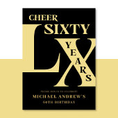 Modern Zwart en Goud 60e Verjaardag Uitnodiging