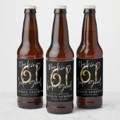 Modern zwart en goud 61ste verjaardag viering bier etiket (Flessen)