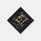 Modern zwart en goud 61ste verjaardag viering servet (Hoek)