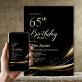 Modern zwart en goud 65ste verjaardagsfeest kaart