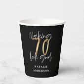 modern , zwart en goud - 70e verjaardag papieren bekers (Voorkant)