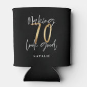 Modern zwart en goud 70e verjaardag stijlvol blikjeskoeler (Achterkant)