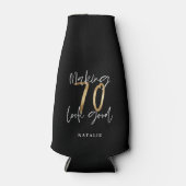 Modern zwart en goud 70e verjaardag stijlvol flesjeskoeler (Voorkant)