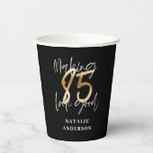 modern , zwart en goud - 85e verjaardag papieren bekers (Achterkant)
