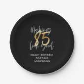 modern , zwart en goud - 85e verjaardag papieren bordje (Voorkant)