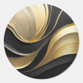 Modern zwart en goud Abstract Ronde Sticker