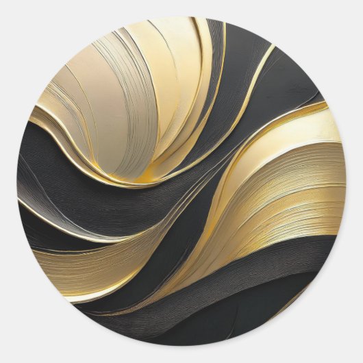 Modern zwart en goud Abstract Ronde Sticker (Voorkant)