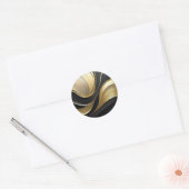 Modern zwart en goud Abstract Ronde Sticker (Envelop)