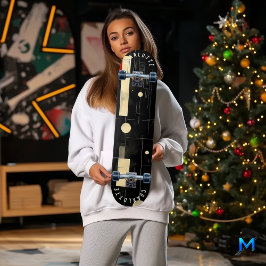 Modern zwart en goud Abstract skateboard