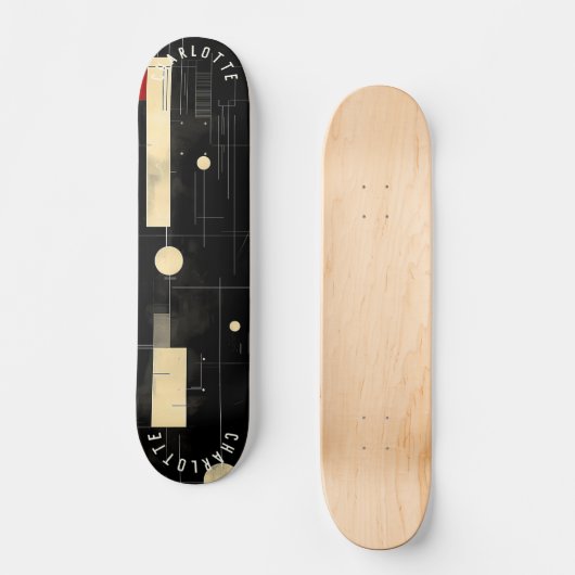 Modern zwart en goud Abstract skateboard (Voorkant)