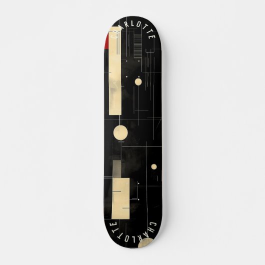Modern zwart en goud Abstract skateboard (Voorkant)