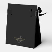 Modern zwart en goud Abstracte bruiloft Bedankdoosjes (Achterkant)