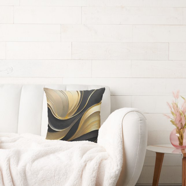 Modern zwart en goud Abstracte luxe- Kussen (Bank)