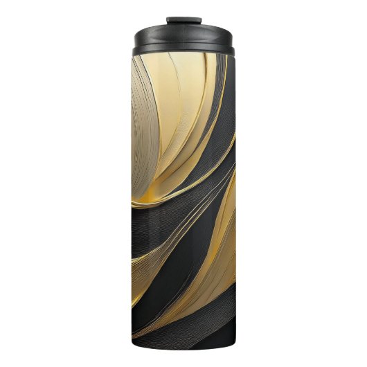 Modern zwart en goud Abstracte luxe- Thermosbeker (Voorkant)