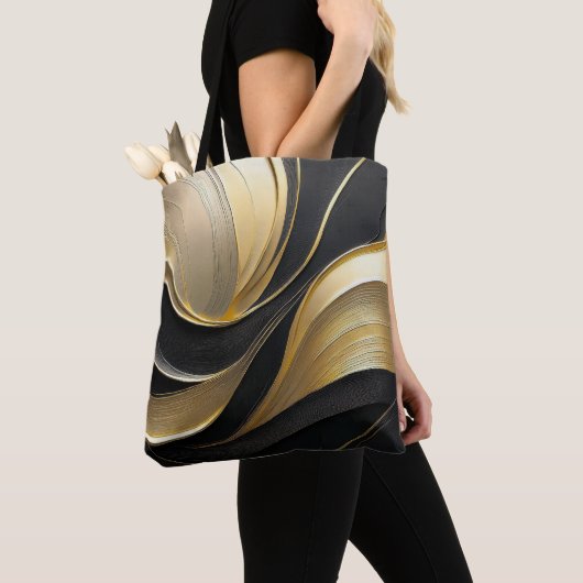 Modern zwart en goud Abstracte luxe- Tote Bag (Dichtbij)