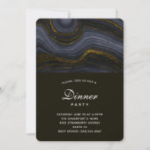 Modern Zwart en Goud Agaat Stone Dinner Party Kaart (Voorkant)