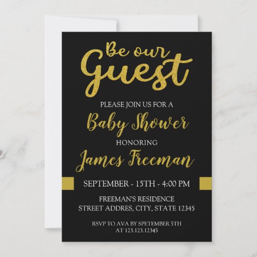 Modern zwart en goud Baby shower Kaart (Voorkant)