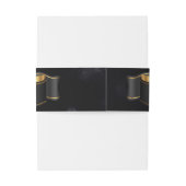 Modern Zwart en Goud Bloeiende Kalligrafie Bruilof Uitnodigingen Wikkel (Achterkant Voorbeeld)