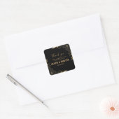 Modern Zwart en Goud Bloemen bruiloft Dank u Vierkante Sticker (Envelop)