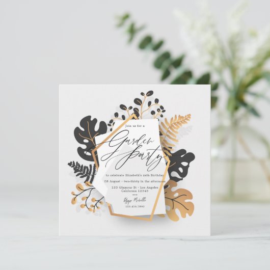 Modern Zwart en Goud Botanische Tuin Partij Kaart (Staand voorkant)