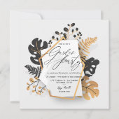 Modern Zwart en Goud Botanische Tuin Partij Kaart (Voorkant)