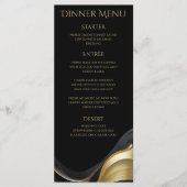 Modern zwart en goud bruiloft diner en bar menu (Voorkant)