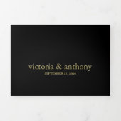 Modern zwart en goud bruiloft suite drieluik uitnodiging (Cover)