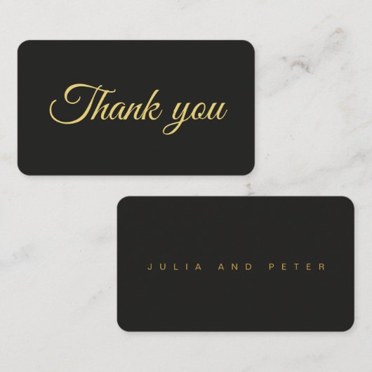 Modern Zwart en Goud Casual Bruiloft Dankjewel Kaa Informatiekaartje (Voorkant / Achterkant)