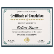 Modern zwart en goud certificaat van voltooiing