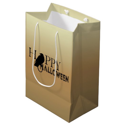 Modern zwart en goud chique volwassen Halloween Medium Cadeauzakje (Voorkant Gekanteld)