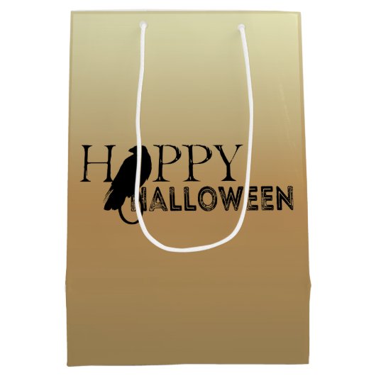 Modern zwart en goud chique volwassen Halloween Medium Cadeauzakje (Achterkant)